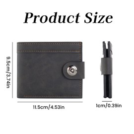 Energather Wallet for Men, Pu Leather Mens Wallet Credit Card Holder with Buckle, Portable Bifold Slim Card Wallets with 4 Card slots, 2 Cash Compartments, and 1 Transparent ID Window (Black)