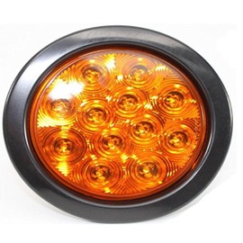 (12) Sparkling 4" Amber Round Turn Tail Parking Signal LED Light for Truck Trailer RV w Plug Grommet