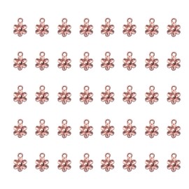 Ruwado 50 Pcs Mini Flowers Charms Metal Vintage Cute Vintage Small Flower Pendants for Jewelry Making Kit Bracelet Necklace DIY Making Crafting Project Accessories Supplies (Rose Gold)