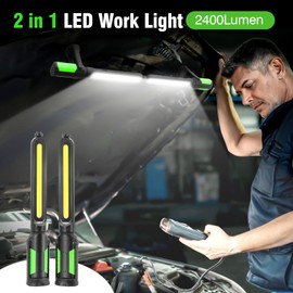 SYLSTAR Work Light for Mechanic, 2400LM Bright LED Work Light, 4400mAh Rechargeable Underhood Work Light Bar with Hooks, Magnetic Mechanic Light for Car Repairing/Inspection/Garage/Workshop/Emergency