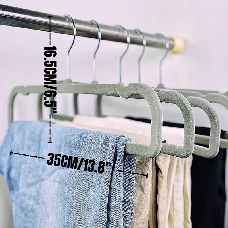 Velvet Trouser Hangers,Velvet Pants Hangers for Closet - JOMWEN 35cm