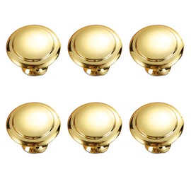 Fedefun 6 Pack Cabinet Hardware Round Knob - 1-1/4" Round Drawer Handl Kitchen Cabinet Knobs Drawer Dresser Knobs Drawer Pulls Door Handles Knobs (Gold)