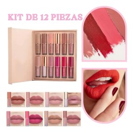 Set De Labiales Líquidos Mate con 12 tonos de Larga Duración