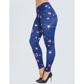 sissycos Women's 4th of July American Falg Crossover Leggings High Waisted Printed Tights (Small, Fireworks and Freedom)