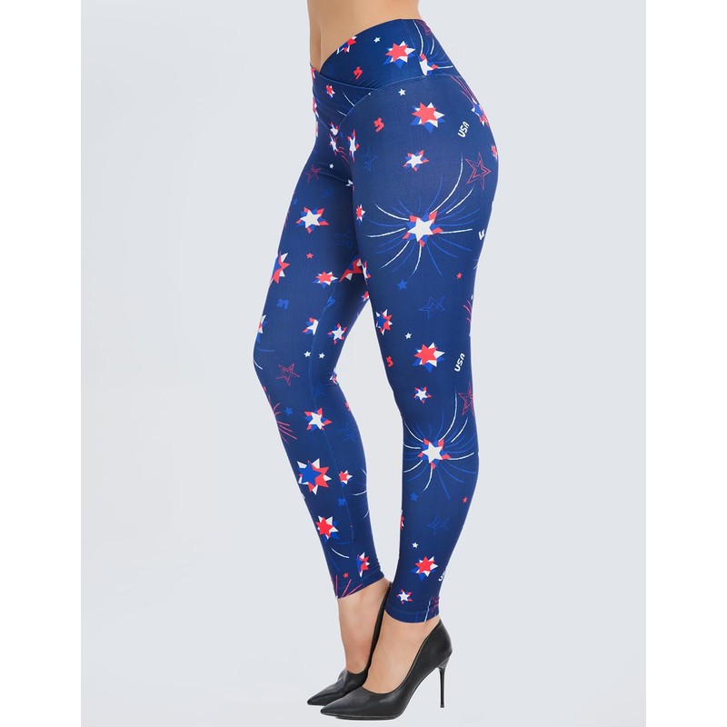sissycos Women's 4th of July American Falg Crossover Leggings High