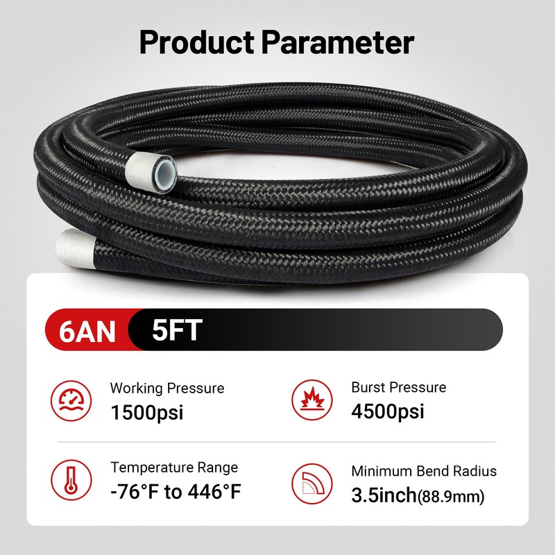 EVIL ENERGY 6AN PTFE Fuel Hose Line E85 Nylon Braided