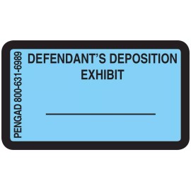 Pengad DEFENDANT'S DEPOSITION EXHIBIT, 7/8 X 1-1/2 inches, 240 labels per pack, Blue