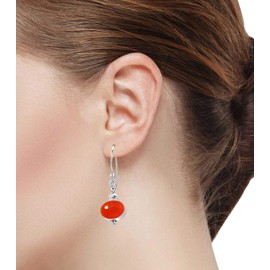 Jeweloporium 925 Sterling Silver Earring for Women Orange Natural Carnelian Gemstone Drop Dangle Fashion Silver Earring Anniversary - Gift Boho Jewelry
