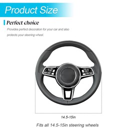 FALVFUN Bling Car Steering Wheel Cover, 15 Inch Crystal Rhinestones Elastic Stretch Breathable Vehicle Steering Wheel Protector for Women Girls, Universal Auto Interior Accessories (Black Beige)