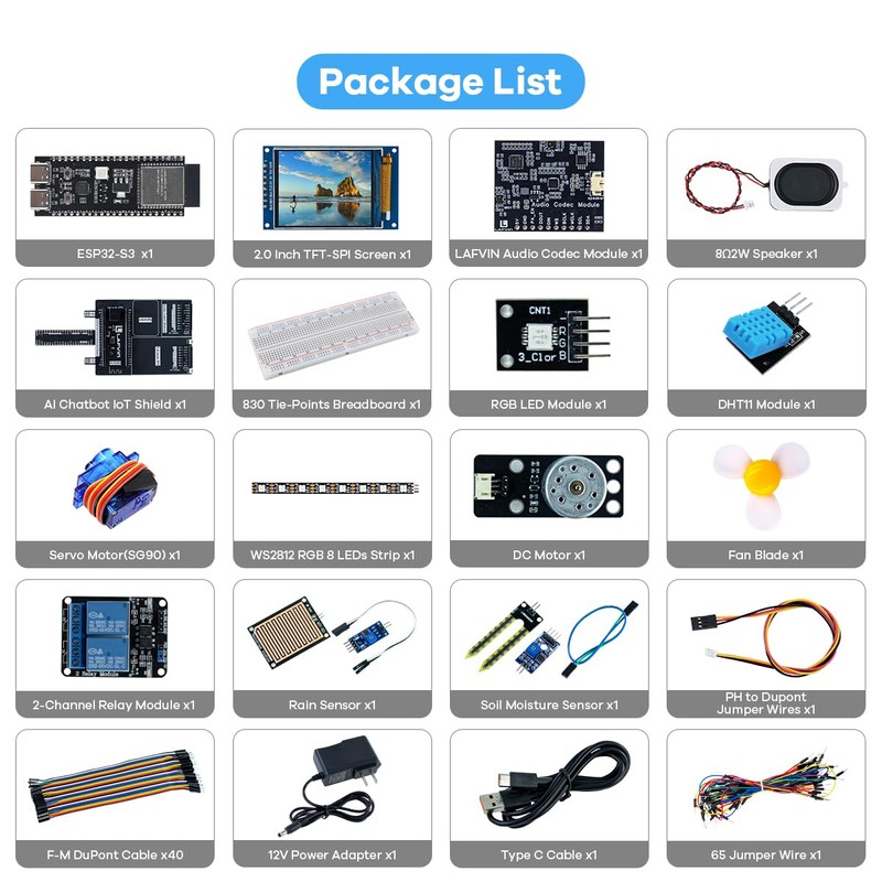 LAFVIN AIoT Starter Kit, ESP32-S3 AI Voice Control Electronics Starter