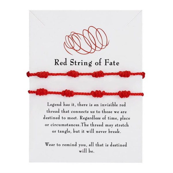 GANDC 2Pcs Handmade 7 Knots Red String of Fate Protection