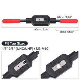 sourcing map Adjustable Tap Wrench Handle for 1/8"-3/8" (UNC/UNF) / Metric M3-M10 Taps, Thread Tap Holder Reamer Hand Tapping Tool for Machinist Repair with Plastic Dipped Handle