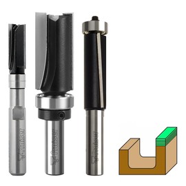 Fraiser Set of 3 Copy Router Bits and Flush Cutters with Upper and Lower Ball Bearing - 8mm Shank Precision Wood Router Bit for Router and Edge Router