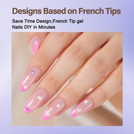 Misssix French Tip Press On Nails, 150Pcs French Gel Nail Tips, Pink Medium Almond Soft Gel Fake Nails, X-BASIC Tips Starter Kit for Nail Art DIY 15 Sizes