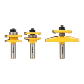 YONICO 3 Bit Raised Panel Cabinet Door Router Bit Set with Back-Cutter Panel Raiser (Shaker - 1/2" Shank)