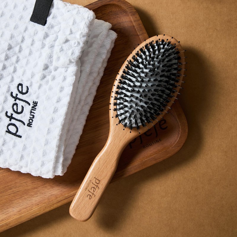 Boar Bristle Hair Brush - Natural Beechwood Detangling Brush |