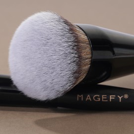 MAGEFY Face Makeup Brush Double Ended Makeup Brush，Makeup Brushes For Applying Power Concealer Liquid & Cream Foundation，Synthetic Bristles Make Up Brushes, Dense, 2 Count