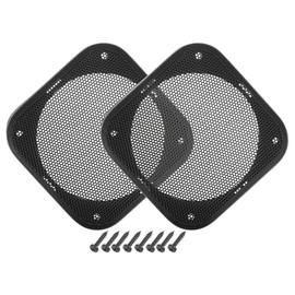 X AUTOHAUX Universal 4" Car Speaker Grills Cover Mesh Square 4 Inch Audio Speaker Subwoofer Guard Protector Case with Mounting Screws ABS Black - Pack of 2