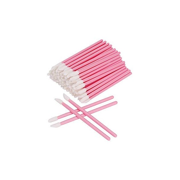 BNP 100 Pcs Pink Disposable Lip Brush Gloss Wands Applicator Makeup Cosmetic Tool Beauty