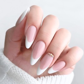 COLORBIRD Z590 Nail Tips, Short, 24 Pieces, Pink, French Nails, Flesh Tips, Short, Cute, Point, Round