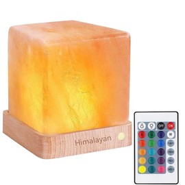 TAOHUA GARDEN Natural Himalayan Cordless Salt Lamp Rock Crystal Rechargeable（Built-in Battery） Remote Control 15colours Decorative Present for Friend