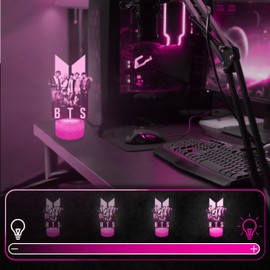 Bedside Lamp - Touch Night Light BTS 3D LED Lamp Illusion Gift Idea Christmas Birthday Boy and Girl Bedside Lamp Children's or Adult Room Top