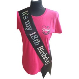 18 Birthay Sash - Black Its My 18th Birthday Sash - Beautiful Quality Black Ribbon and Holographic Silver Text