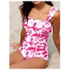 OYOANGLE Girl's Floral Print One Piece Swimsuit Mesh Ruched Bathing