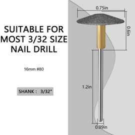 C12rtive Pedicure Drill Bit, Diamond Carbide Foot Nail Drill Bit Pedicure Foot Calluses Sanding Polishing Head for Cracked Skin Corns Callus Removal for Home Salon & DIY(Fine)