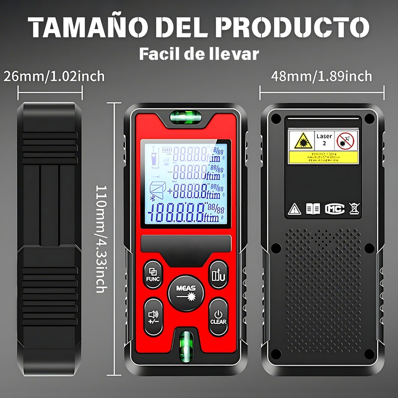 OIUBJDA Medidor de Distancia de Alta precisión,Telemetro compactas de medición,Flexometro
