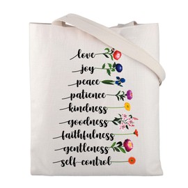 BNQL Christian Gifts Bible Verse Tote Bag Religious Gifts Christian Canvas Tote Bag Love Joy Peace Floral Inspiration Gifts (Love Joy Peace tote), Love Joy Peace Tote, Large, Tote Bag
