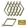 sourcing map 25Pcs Alloy Open Bezel Pendants, Diamond Shape Hollow