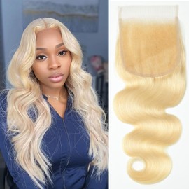 Transparent HD Lace Closure 5x5 Closure Human Hair Pre-plucked Invisible Lace Closure Unprocessed Human Hair Invisible Knot Natural Hairline with Baby Hair(12Inch, Body Wave)