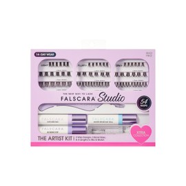 FALSCARA Studio Lash Extension Kit, 54 Stackable Lash Clusters, Medium Volume, 10mm-14mm, ‘Xtra’, False Eyelashes, InfuseBond, Water-Resistant Seal, BondBoost, Hydro Cleanser, Applicator