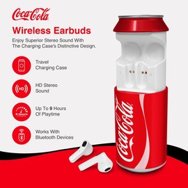Coca-Cola Wireless Earbuds with Can Shaped Charging Case - Color: Coca-Cola