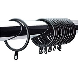 Metal Curtain Ring 40mm Black Curtain Pole Rings with Sliding Eyelet Rings Hanging Rings for Curtains and Rods Curtains Eyelet Ring Pack of 12.