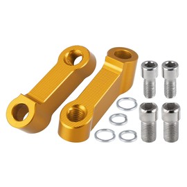 Motoforti 1 Pair Motorcycle 10mm 8mm Mirror Handlebar Mount Riser Extender Adapter Rearview Stem Mirror Adapter for Honda for Suzuki for Kawasaki Gold Tone