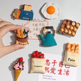 AAGWW: Refrigerator Magnet, Decoration Magnet, Refrigerator Decoration, Realistic Food Model, Cute, Stylish, Strong Adsorption, 3D Design, Home Decoration, Small Items, Gift (Design: Real Food Series, Total of 10 Pieces)