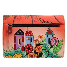 Anna by Anuschka Women’s Hand-Painted Genuine Leather Two Fold Wallet On a String - Village Of Dreams