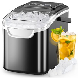 COWSAR Ice Maker Countertop, Portable Self-Cleaning Ice Machine, 26.5lbs/24Hrs, 8 Bullet Ice Cubes in 6 Mins, with Ice Basket and Scoop, Quiet Mini Ice Makers for Home, Kitchen, Bar, Camping