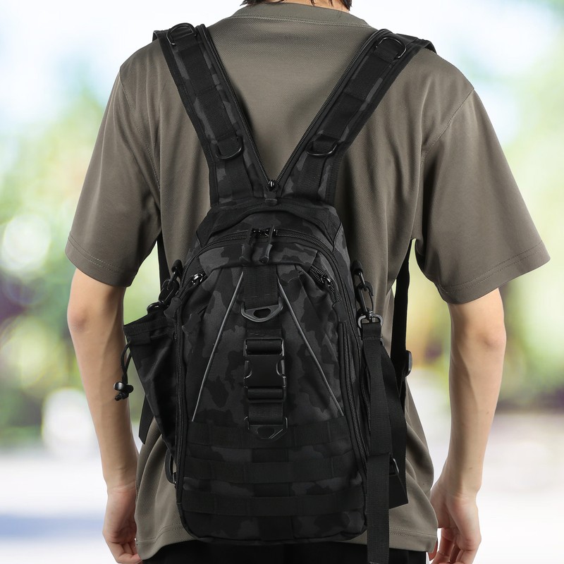 Backpack Knapsack Shoulder Messenger Bag Fishing Mountaineering Outdoor Lure Bagblack