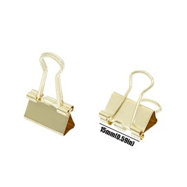 zoohot 180 Pieces Foldback Clips Gold Tone Metal Clips for Office School and Home Supplies (15mm) (ZY210506)