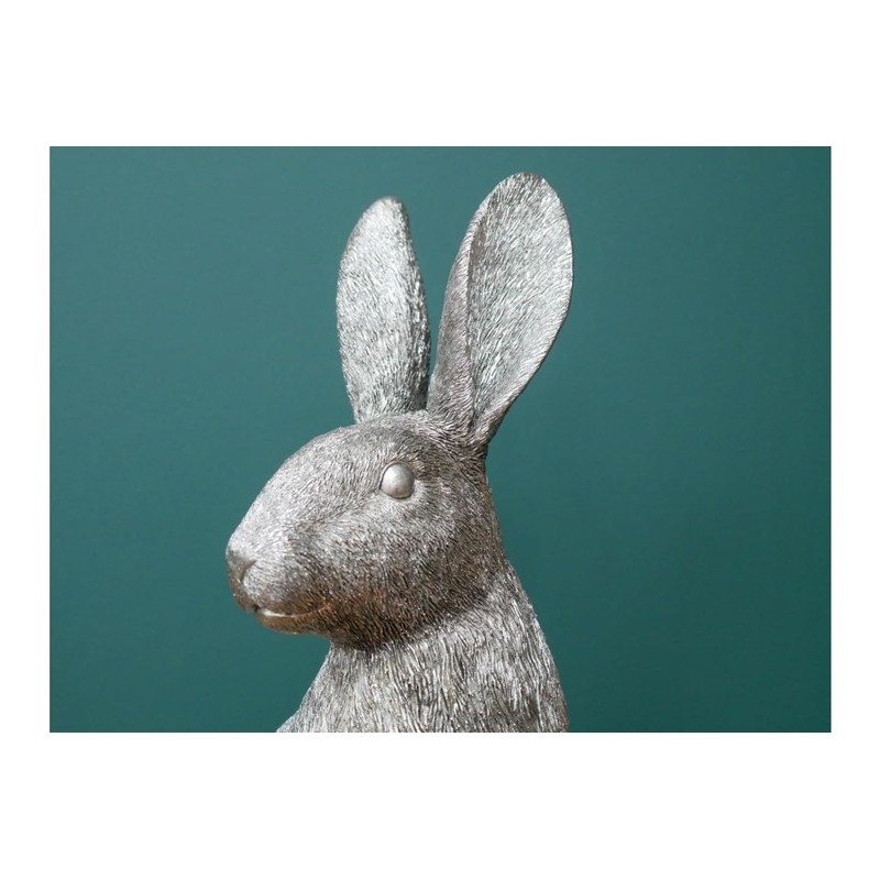 MAISONICA Large 36cm Silver Hare Bunny Rabbit Statue Figurine Ornament