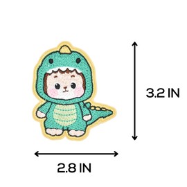 Embroidery Iron On Patches for Clothes, 2Pcs Cute Dinosaur Sew On/Iron On Appliques for Jackets, Hats, Jeans, Backpacks, and Fabric Repair
