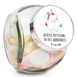 Mr. & Mrs. Panda Bonbonglas Einhorn Mitteilung XL 2000ml, Premium Glas, 2000 ml