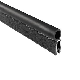 TRIM-LOK Trim Seal, Edge Trim with Top Bulb, Fits 0.375-Inch Bulb, 1/8-Inch Edge, 25-Foot Length, Black Pebble Finish, Flexible PVC Plastic Trim with EPDM Rubber Weather Stripping