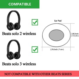 Solo 2/3 kabellose Ohrpolster – Jarmor Ersatz-Ohrpolster aus Proteinleder und Memory-Schaum für Beats Solo2/3 Wireless On Ear von Dr. Dre Kopfhörer (nicht passend für Solo 2 Wired) – Schwarz