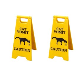 Cat vomit caution sign,Cat Vomiting Warning Signs Set of 2 - Silica Gel Funny Warning Signs, High Visibility Yellow Indoor/Outdoor Pet Safety Decorations, The Gift for Feline Friends