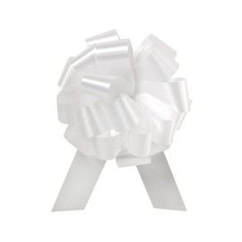 5.5" White Flora Satin Pull Bow - 20 Loops (2 Bows)