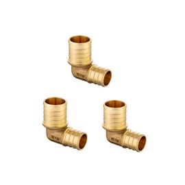 3-Pack EFIELD 3/4" Pex x 1" Pex Reducing Elbow Brass Barb Crimp Fittings, ASTM F1807,(PEX1807066-3PCS)